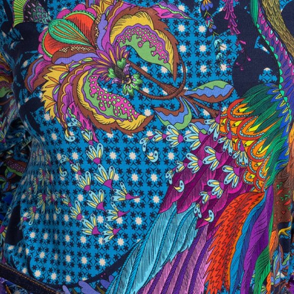 Johnny Was Janie Favorite Thalassa Kimono Peacock Floral Tee Shirt Blue Top NEW - Picture 5 of 8